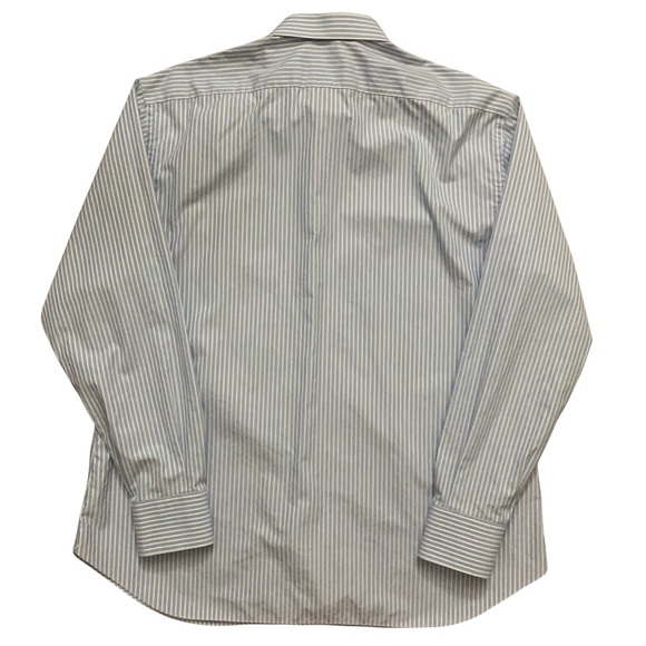 Brioni Long Sleeve Dress Shirt Blue Striped Made in Italy Mens Size L 18 - Picture 2 of 5